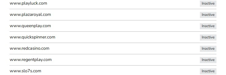 UK Gambling Commission domain register showing the status of www.playluck.com